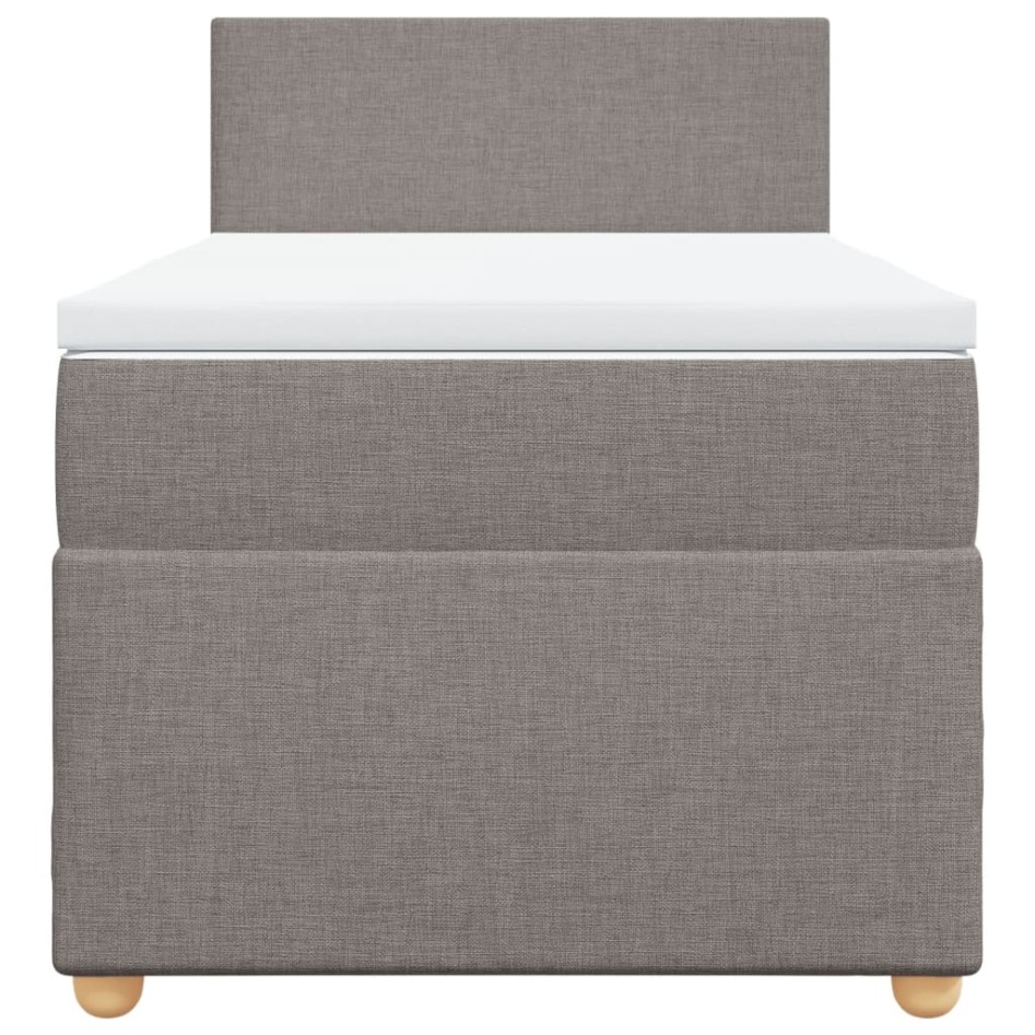 Cama box spring con colchón tela gris taupe 90x200
