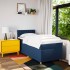 Cama box spring con colchón tela azul 90x200