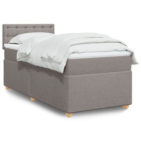 Cama box spring con colchón tela gris taupe 90x200