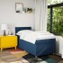 Cama box spring con colchón tela azul 90x200
