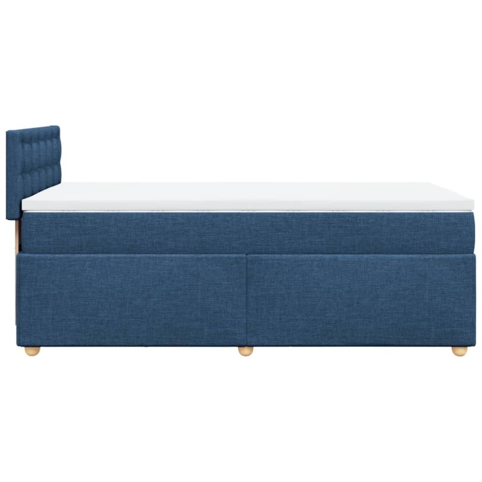 Cama box spring con colchón tela azul 90x200