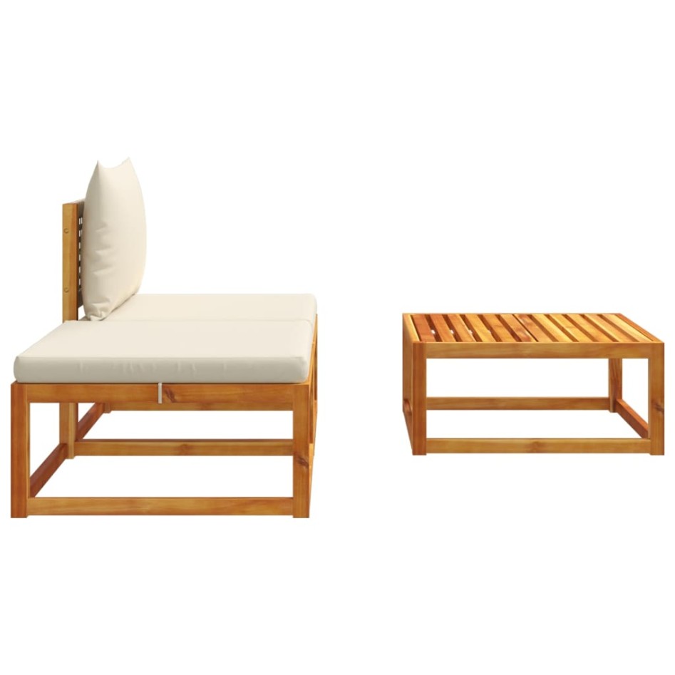 Set de sofás de jardín con cojines 3 pzas madera maciza