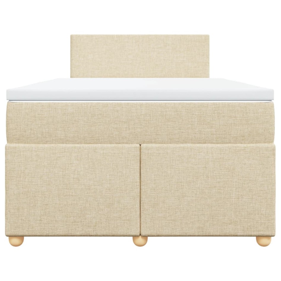 Cama box spring con colchón tela color crema 120x200