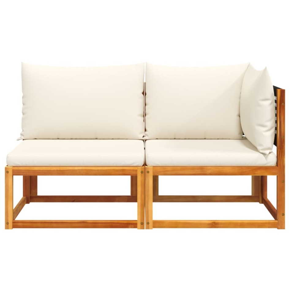 Sofá de jardín 2 plazas con cojines madera maciza de