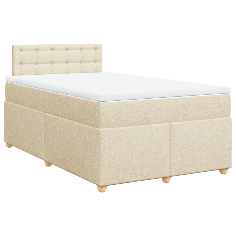 Cama box spring con colchón tela color crema 120x200