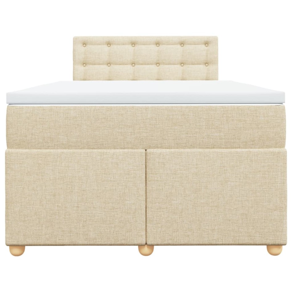 Cama box spring con colchón tela color crema 120x200