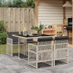 Set comedor de jardín 5 pzas cojines ratán sintético gris claro