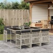 Set comedor jardín 7 pzas y cojines ratán sintético gris claro