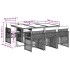 Set comedor jardín 7 pzas y cojines ratán sintético gris