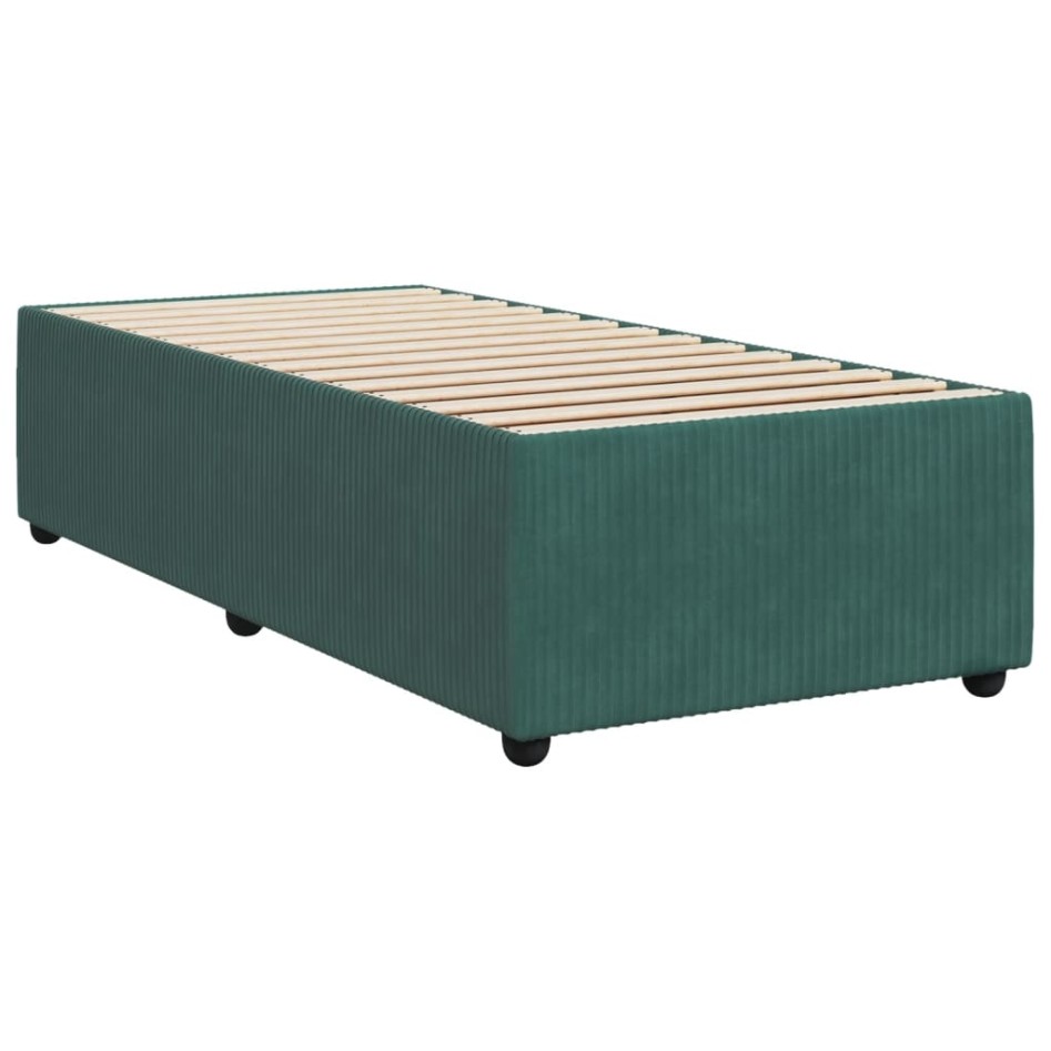 Estructura de cama sin colchón terciopelo verde oscuro