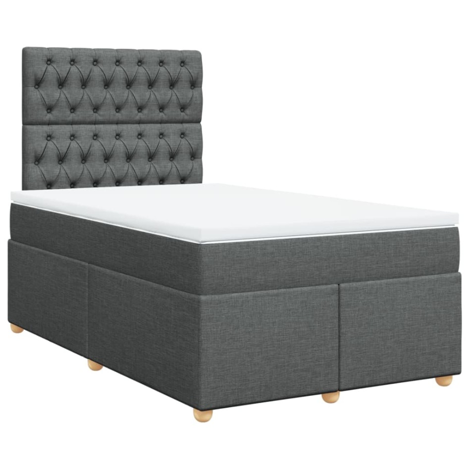 Cama box spring con colchón tela gris oscuro 120x200