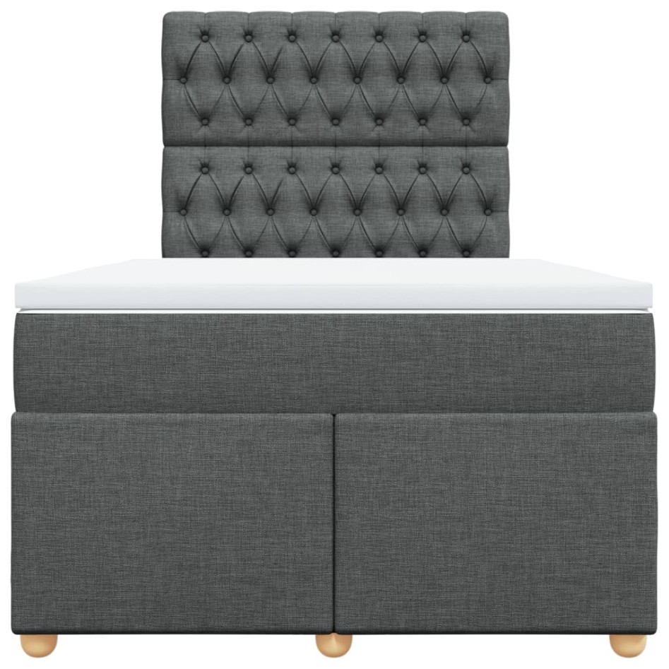 Cama box spring con colchón tela gris oscuro 120x200