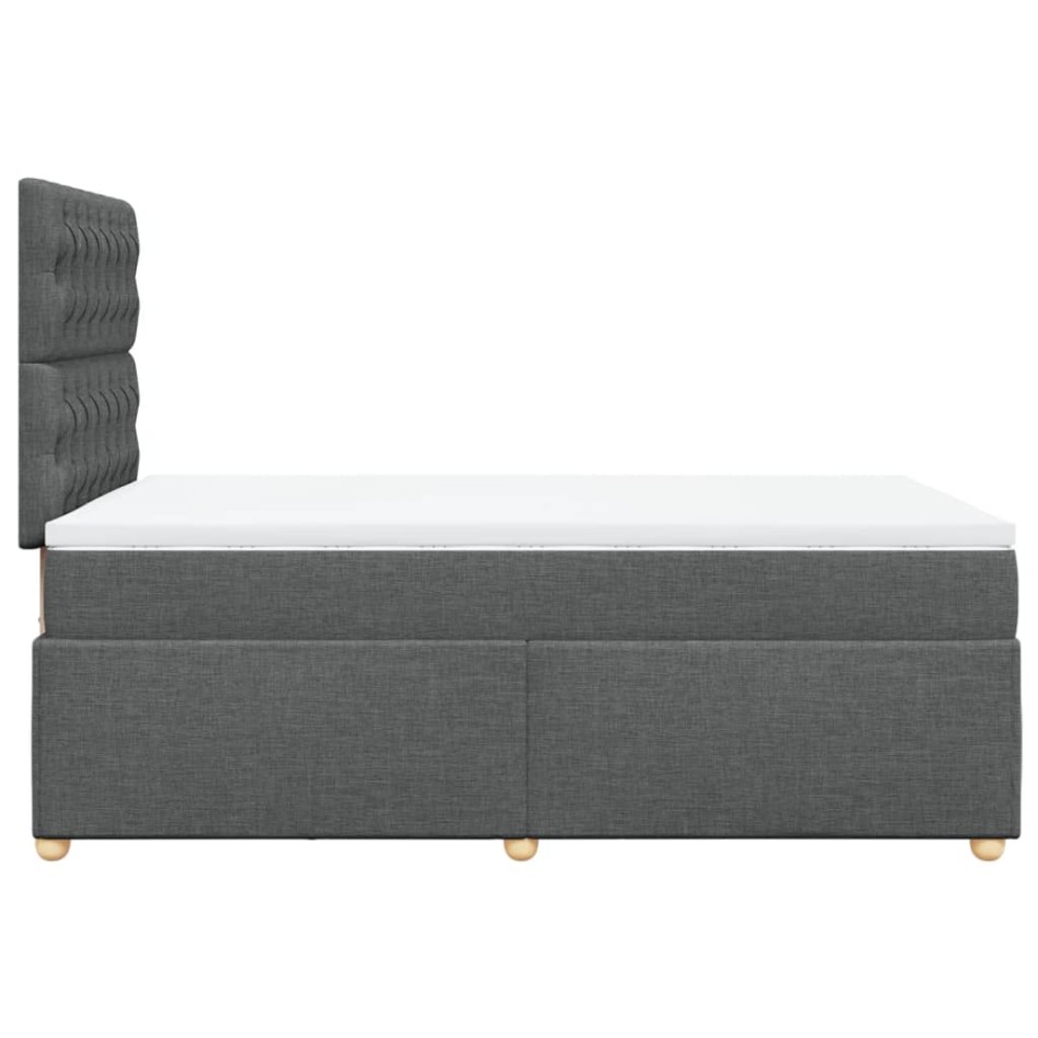 Cama box spring con colchón tela gris oscuro 120x200