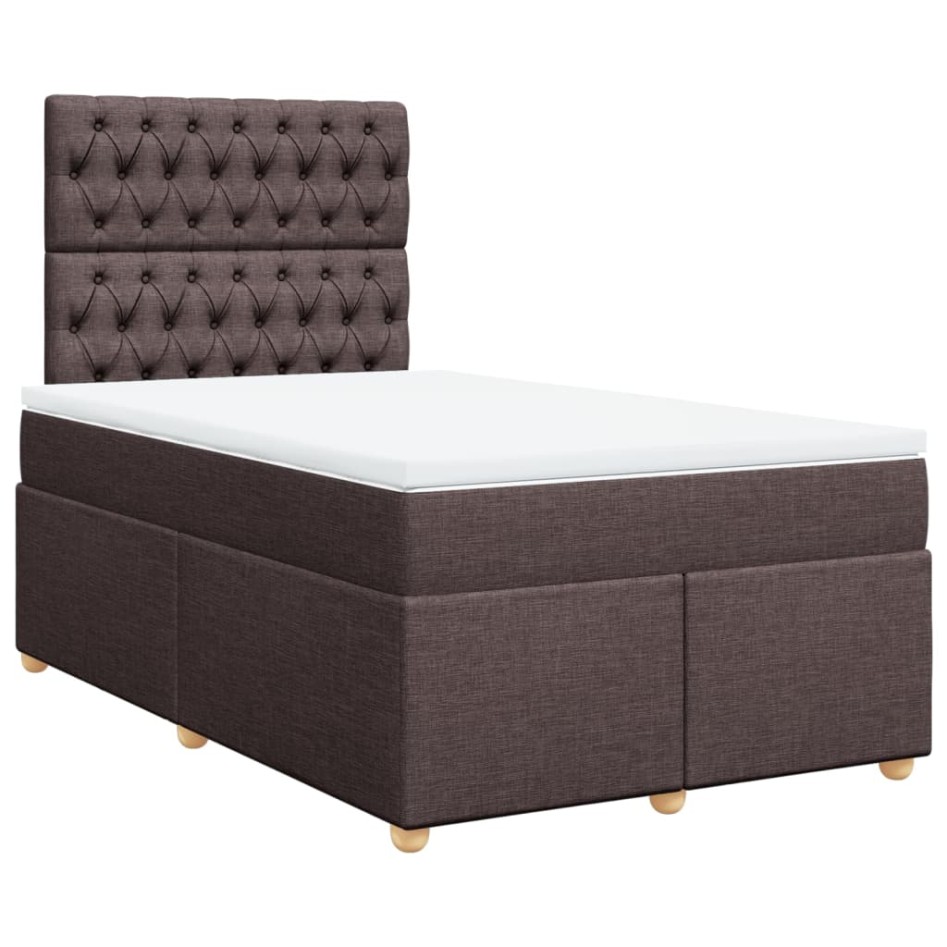 Cama box spring con colchón tela marrón oscuro 120x200