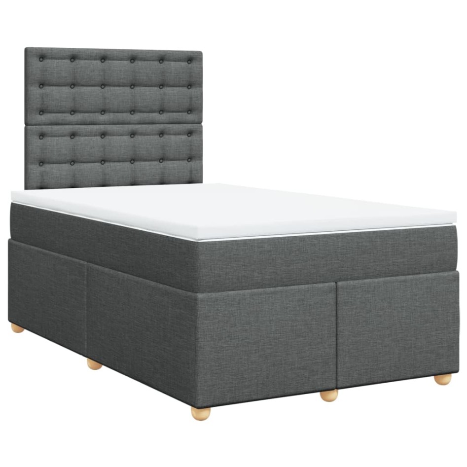 Cama box spring con colchón tela gris oscuro 120x200
