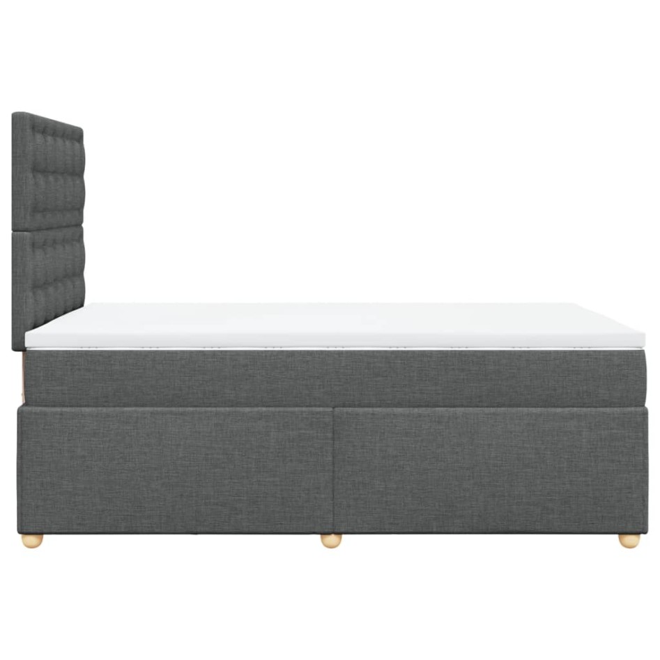Cama box spring con colchón tela gris oscuro 120x200
