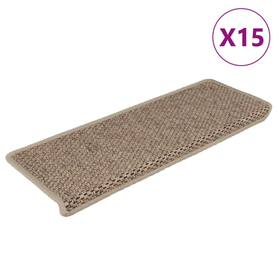 Alfombrilla autoadhesiva escalera sisal 15 uds arena 65x21x4