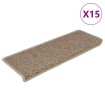 Alfombrilla autoadhesiva escalera sisal 15 uds arena 65x21x4 cm
