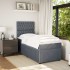 Cama box spring con colchón terciopelo gris oscuro 80x200