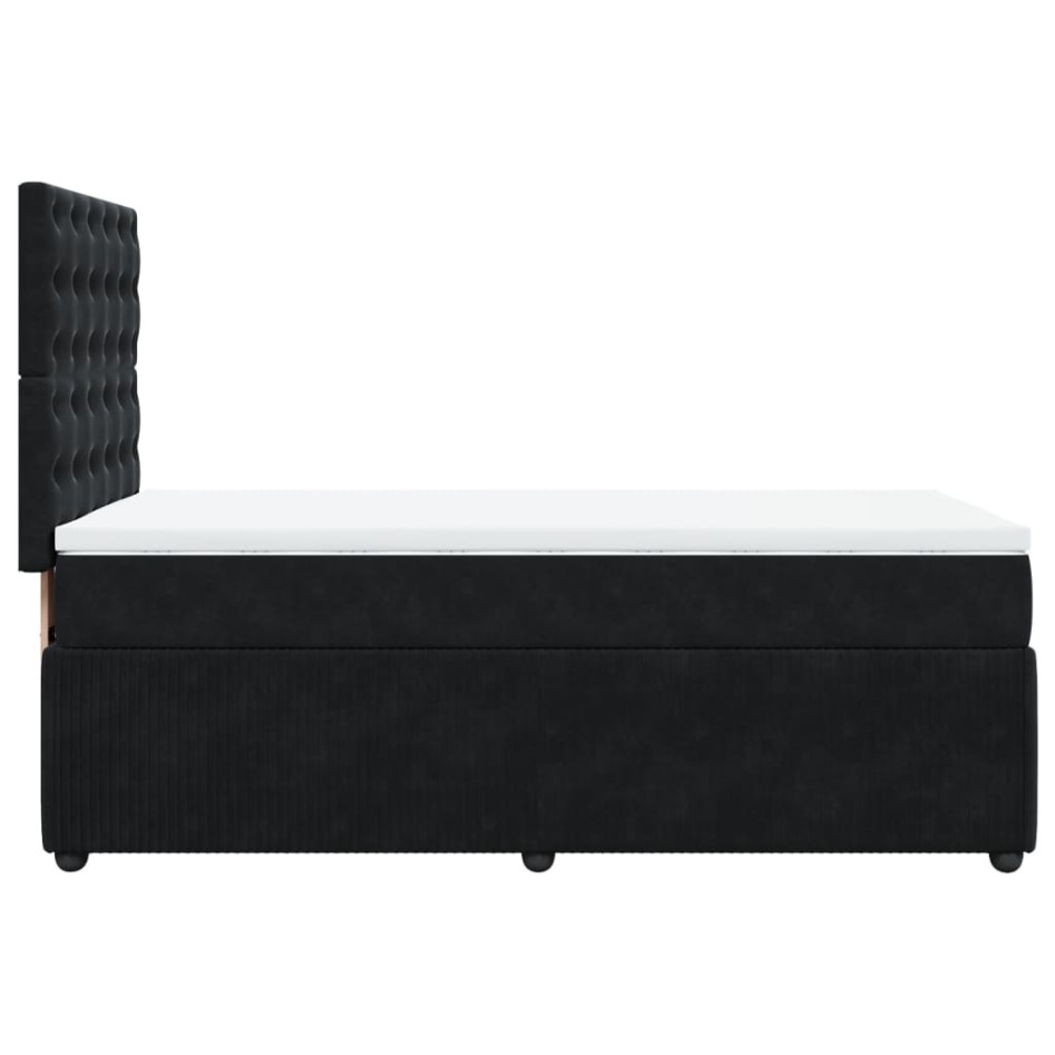 Cama box spring con colchón terciopelo negro 80x200