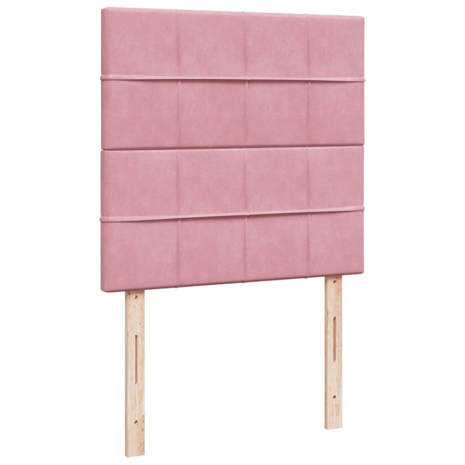 Cama box spring con colchón terciopelo rosa 90x190