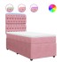 Cama box spring con colchón terciopelo rosa 90x190