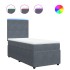Cama box spring con colchón terciopelo gris oscuro 90x200