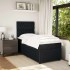 Cama box spring con colchón terciopelo negro 90x200