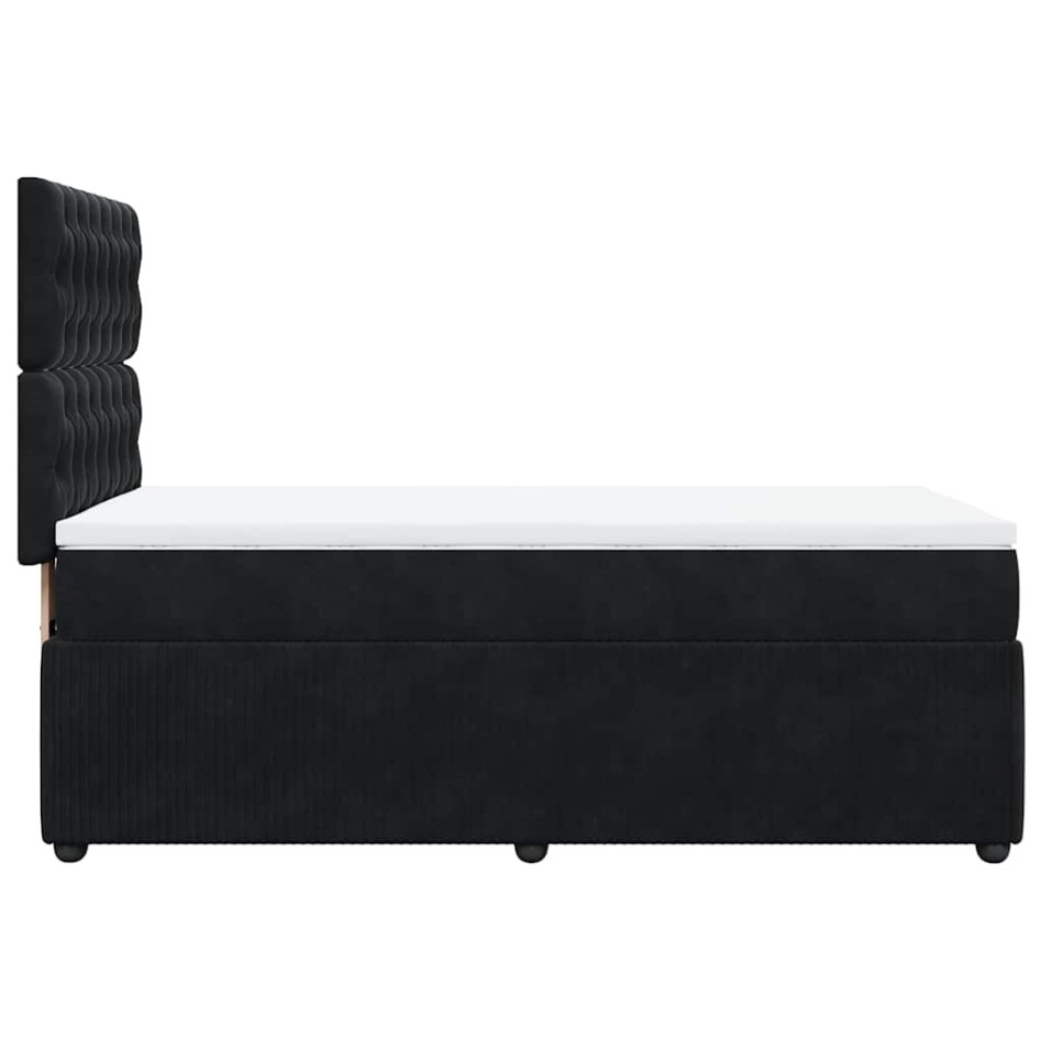 Cama box spring con colchón terciopelo negro 90x200