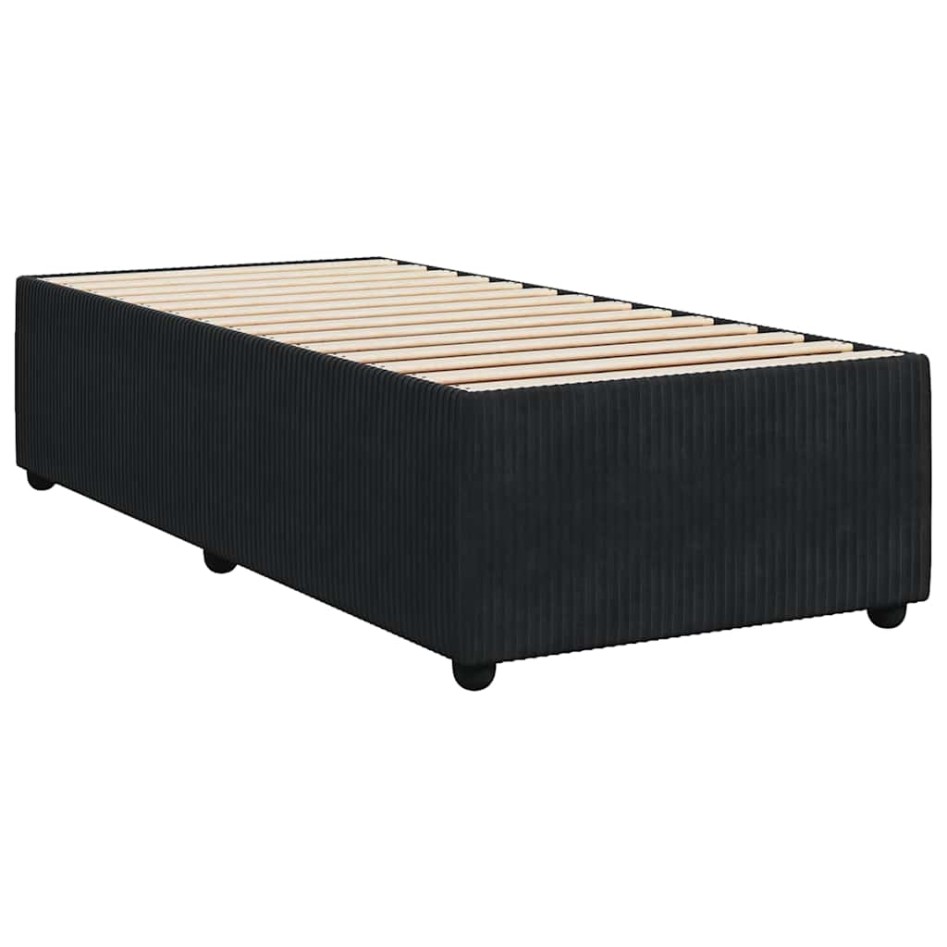 Cama box spring con colchón terciopelo negro 90x200