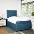 Cama box spring con colchón terciopelo azul 120x200