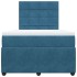 Cama box spring con colchón terciopelo azul 120x200