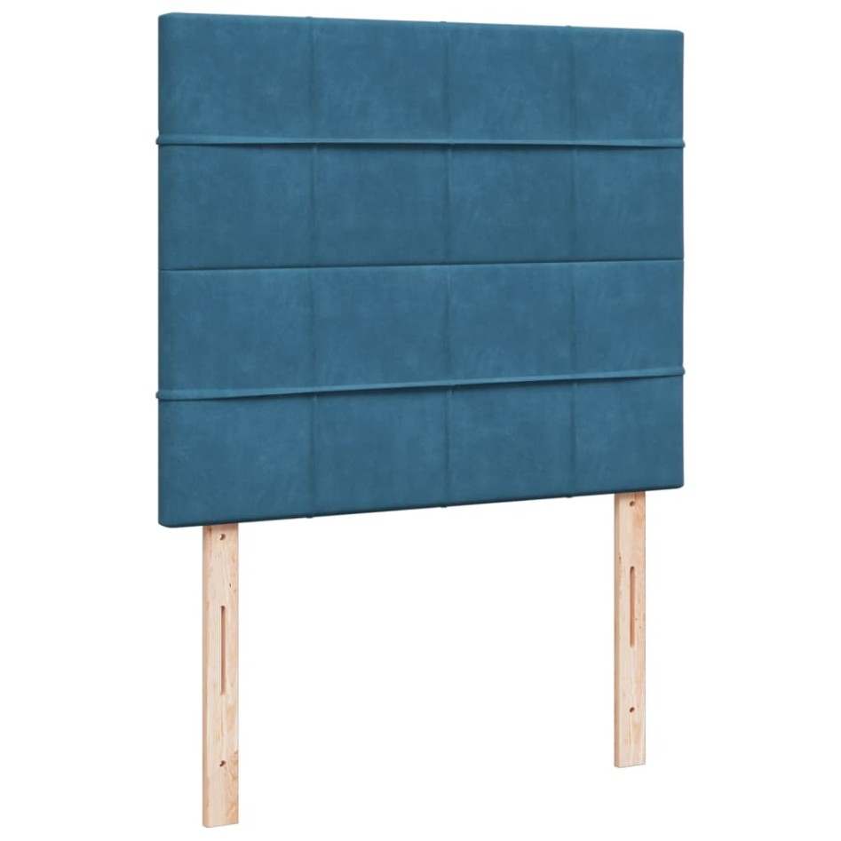 Cama box spring con colchón terciopelo azul 120x200