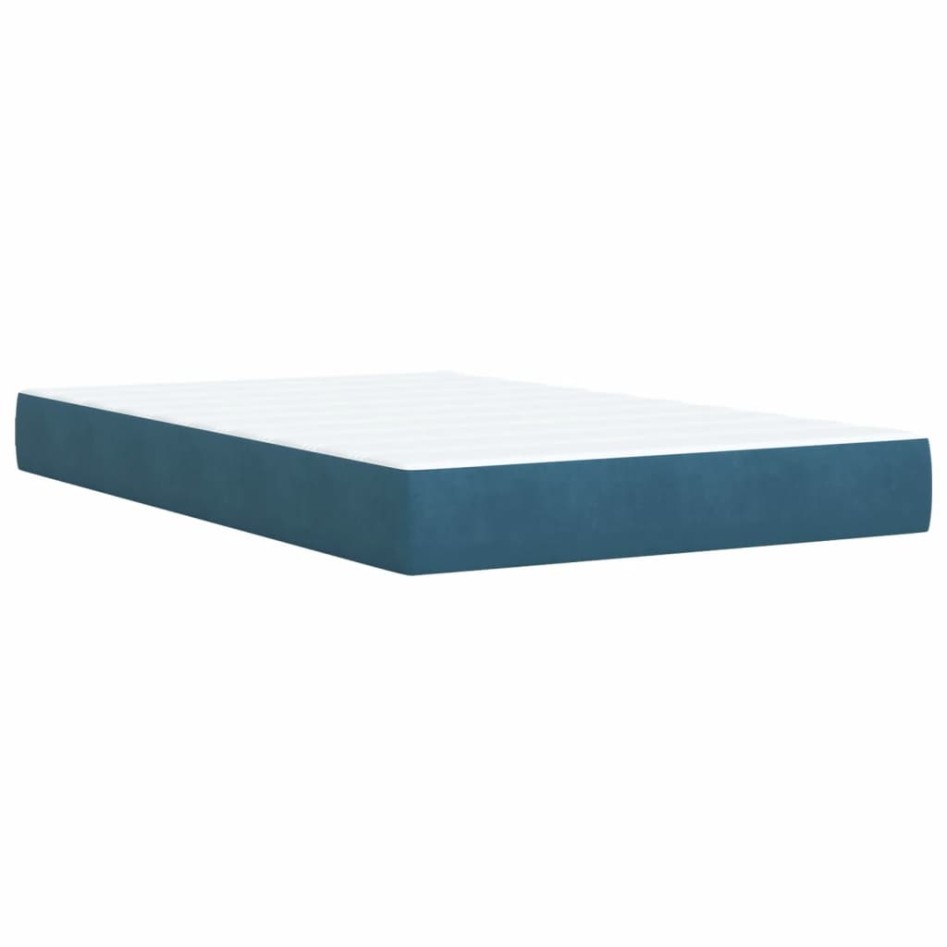 Cama box spring con colchón terciopelo azul 120x200