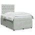 Cama box spring con colchón terciopelo gris claro 120x200