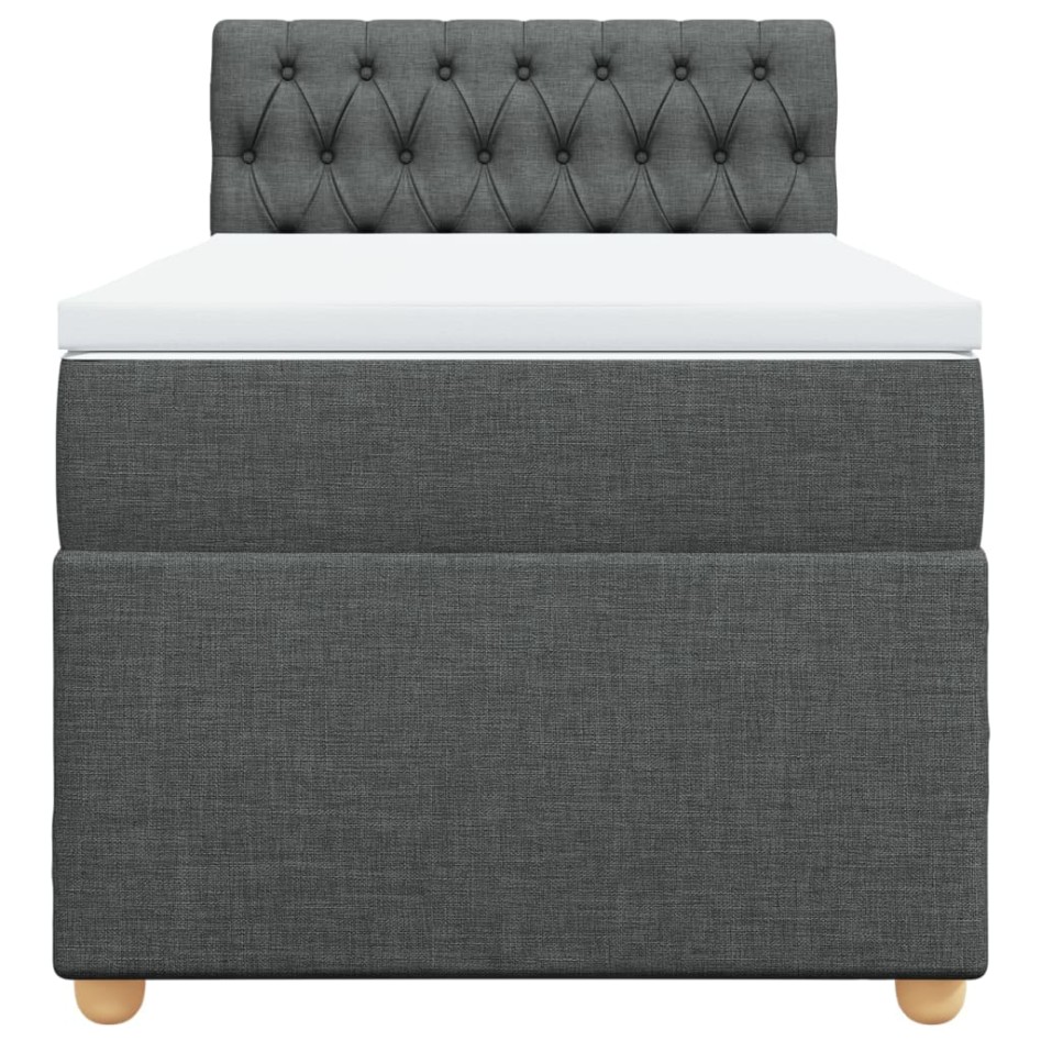 Cama box spring con colchón tela gris oscuro 80x200