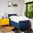 Cama box spring con colchón tela azul 80x200