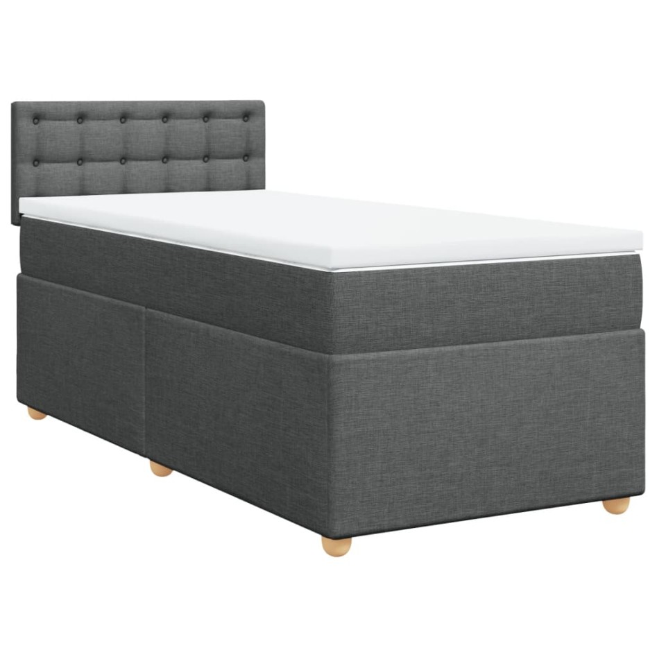 Cama box spring con colchón tela gris oscuro 80x200