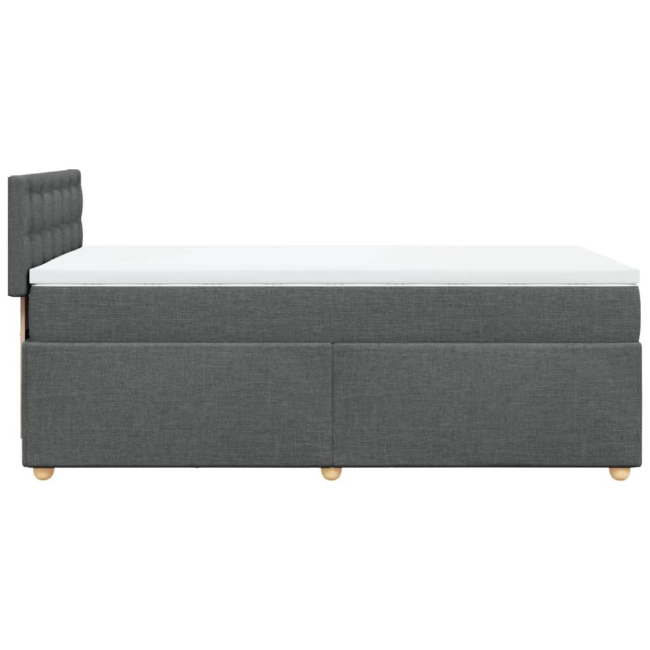 Cama box spring con colchón tela gris oscuro 80x200