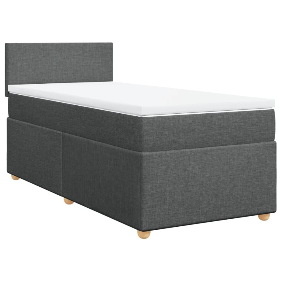 Cama box spring con colchón tela gris oscuro 90x190