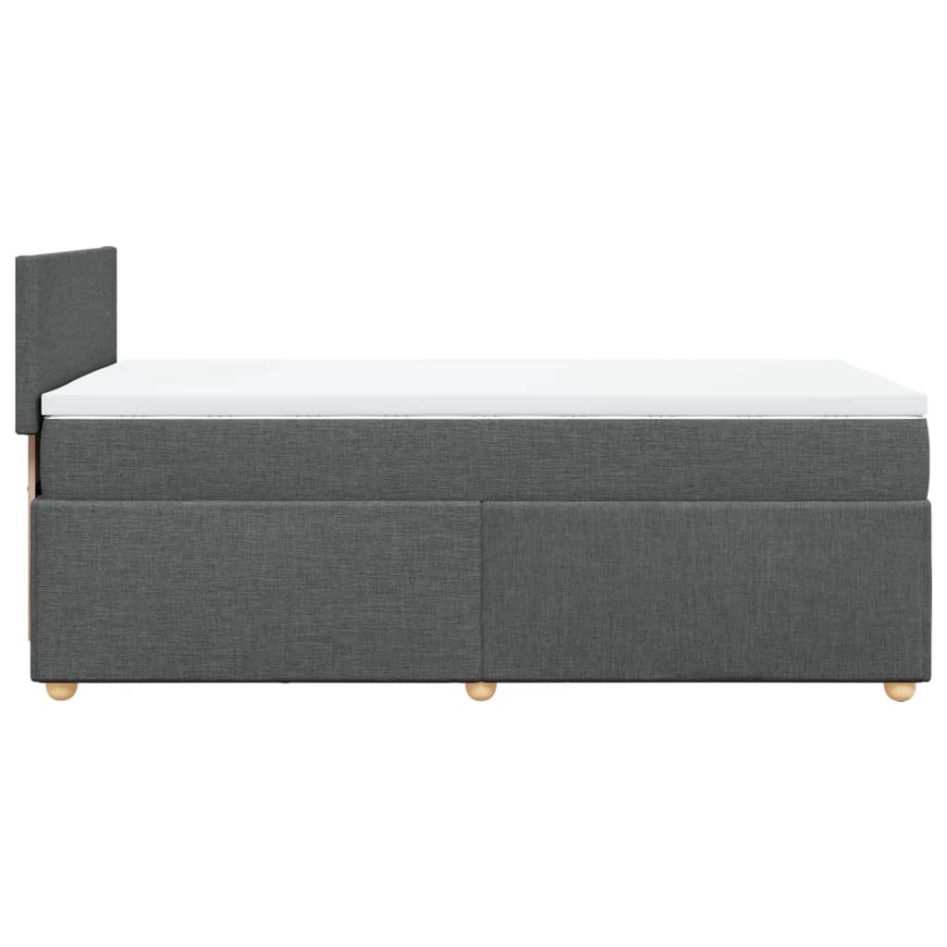 Cama box spring con colchón tela gris oscuro 90x190