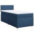 Cama box spring con colchón tela azul 90x190