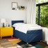 Cama box spring con colchón tela azul 90x190