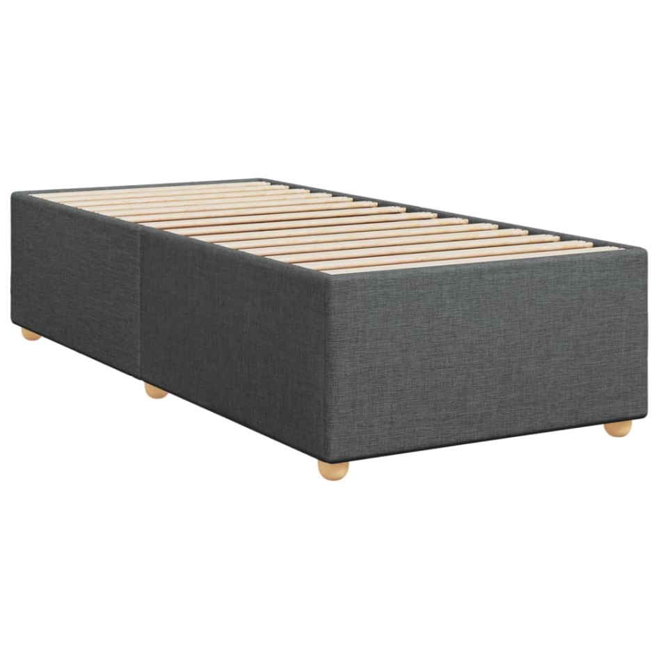 Cama box spring con colchón tela gris oscuro 90x190