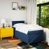 Cama box spring con colchón tela azul 90x190
