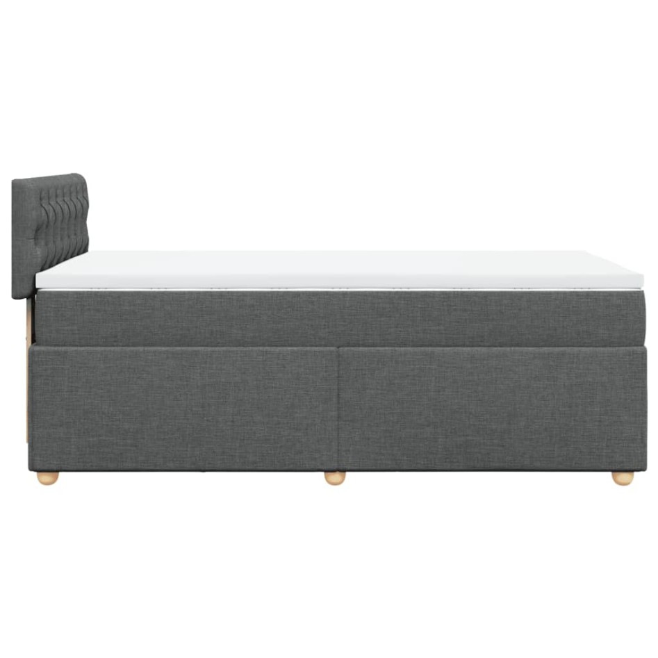 Cama box spring con colchón tela gris oscuro 90x190
