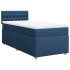 Cama box spring con colchón tela azul 90x190