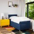 Cama box spring con colchón tela azul 90x190