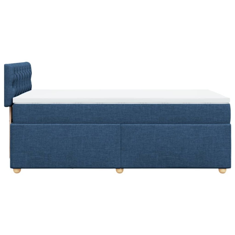Cama box spring con colchón tela azul 90x190