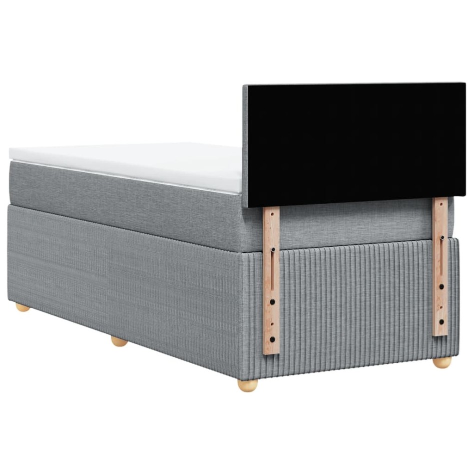 Cama box spring con colchón tela gris claro 90x190